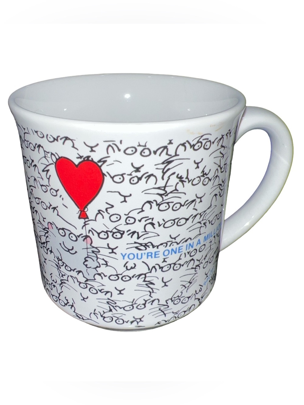 Vtg  Sandra Boynton Cat Coffee Mug Cup Your One In A Million Red Heart Balloon